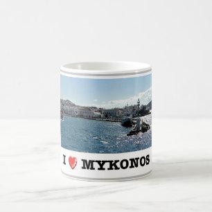 Greece - Mykonos - I Love - Old Port - Coffee Mug