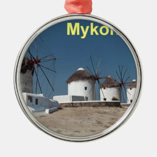 Greece Mykonos Windmills (Aggel) Metal Ornament