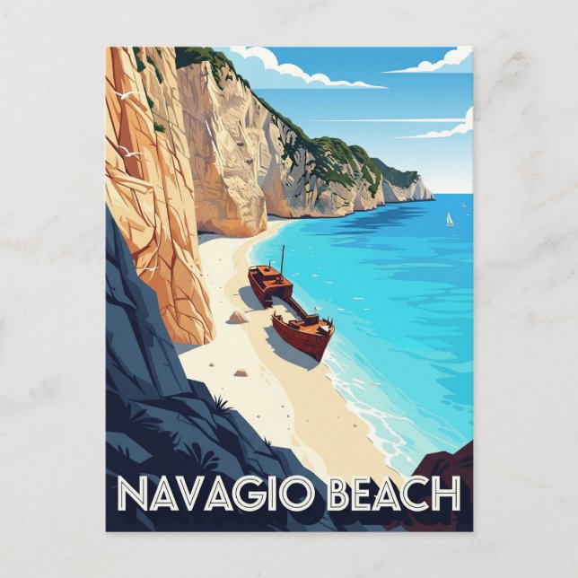 Greece Navagio Beach Travel Postcard (Front)