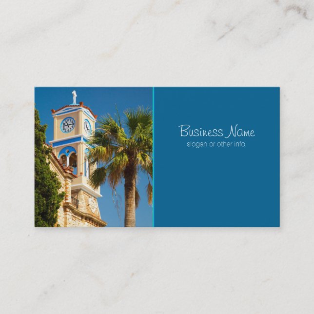 Greece - Orthodox Greek Church with Palm Tree Business Card (Front)