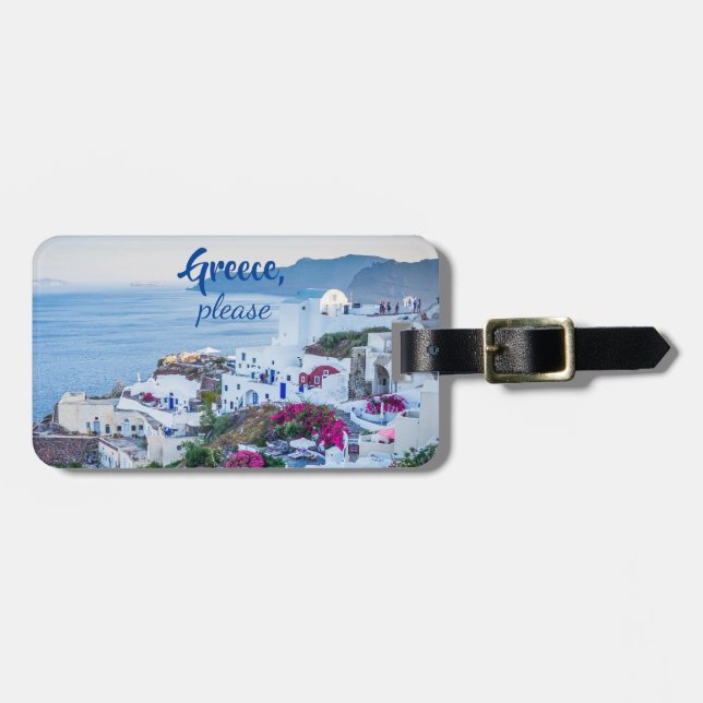 Greece Please / Personalized/ Santorini Island Luggage Tag (Front Horizontal)