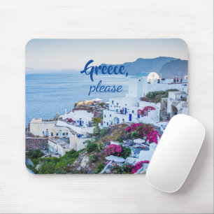 Greece Please/ Personalized/ Santorini Landscape Mouse Pad
