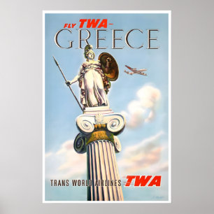 Greece Print TWA Travel Poster Greek Art (ZT249)a