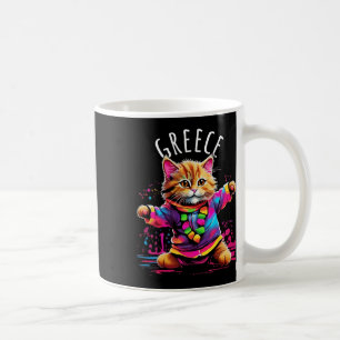 Greece Quirky Funny Cute Colourful Dancing Cat Des Coffee Mug