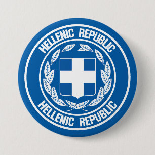 Greece Round Emblem 3 Inch Round Button
