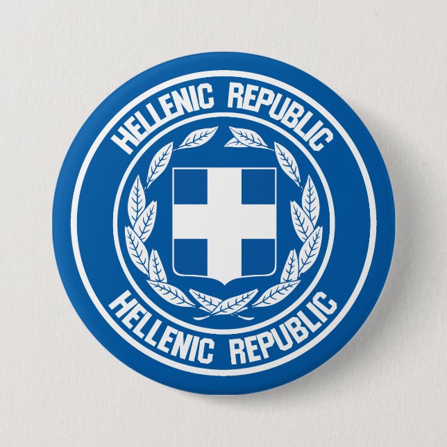 Greece Round Emblem 3 Inch Round Button (Front)