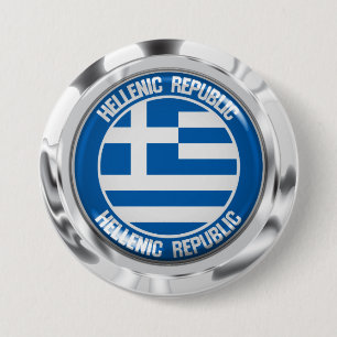 Greece Round Emblem 3 Inch Round Button
