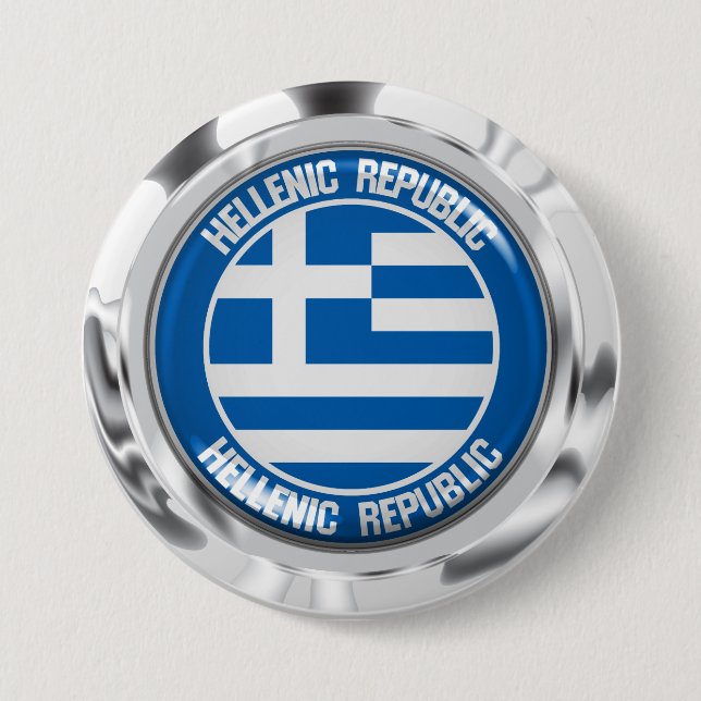 Greece Round Emblem 3 Inch Round Button (Front)