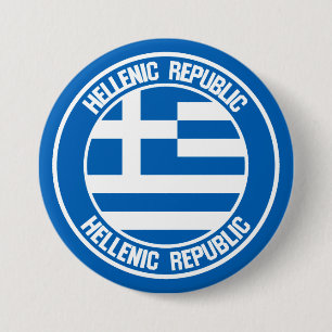 Greece Round Emblem 3 Inch Round Button