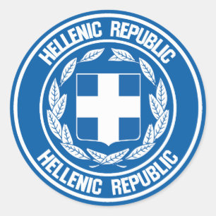 Greece Round Emblem Classic Round Sticker