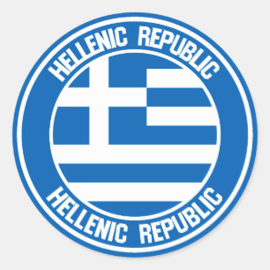 Greece Round Emblem Classic Round Sticker