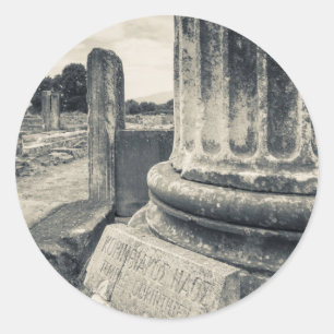 Greece, ruins of ancient city classic round sticker