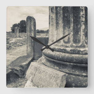 Greece, ruins of ancient city square wall clock