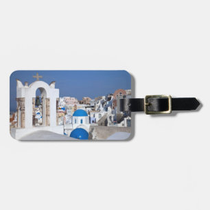Greece, Santorini. Bell tower and blue domes of 2 Luggage Tag