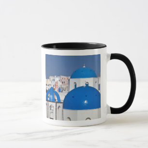 Greece, Santorini. Bell tower and blue domes of Mug