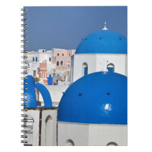 Greece, Santorini. Bell tower and blue domes of Notebook