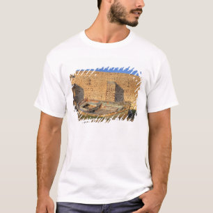 Greece, Santorini, Oia. Old fishing boat on dry T-Shirt