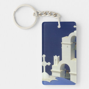 Greece, Santorini. View of a Greek church and Keychain