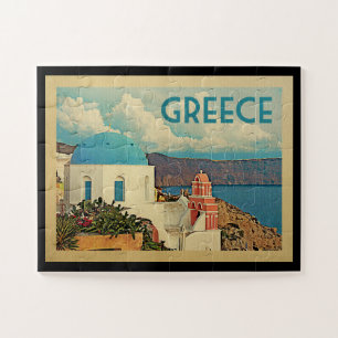 Greece Santorini Vintage Travel Jigsaw Puzzle