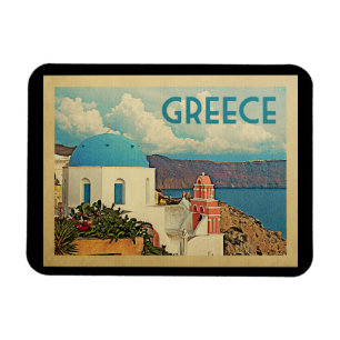 Greece Santorini Vintage Travel Magnet