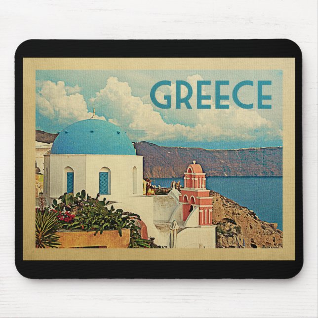 Greece Santorini Vintage Travel Mouse Pad (Front)