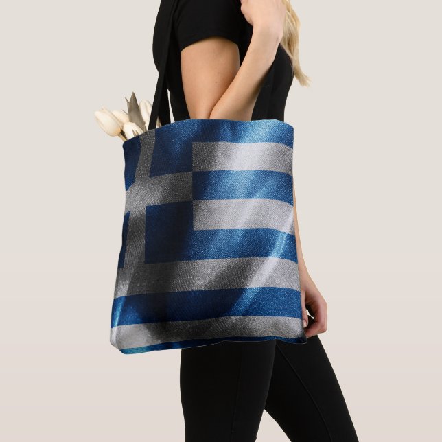 Greece silk flag tote bag (Close Up)