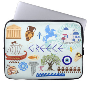 Greece Symbols Travel Lovers Laptop Sleeve