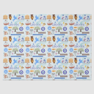 Greece Symbols Travel Lovers Tissue Paper
