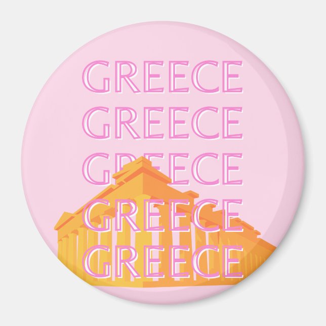 Greece, Travel Art, Pink Magnet (Front)