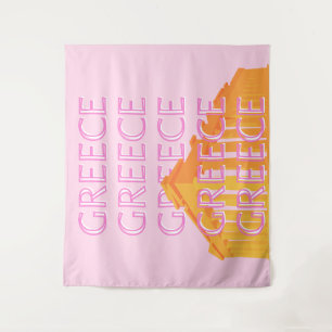 Greece, Travel Art, Pink Tapestry