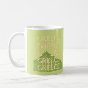 Greece Travel Art, Summer Travel Art, Green Coffee Mug