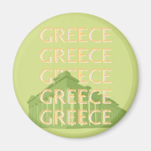Greece Travel Art, Summer Travel Art, Green Magnet