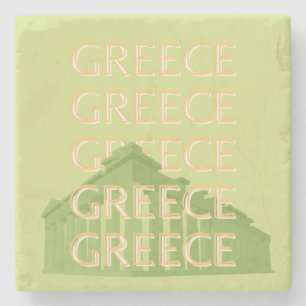 Greece Travel Art, Summer Travel Art, Green Stone Coaster