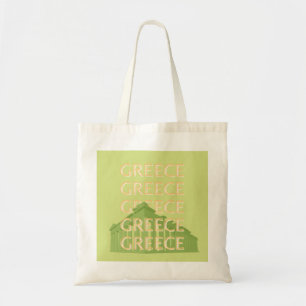 Greece Travel Art, Summer Travel Art, Green Tote Bag