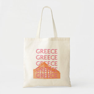 Greece Travel Art, Summer Travel Art, Orange Tote Bag