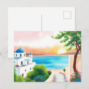 Greece Travel Art Vintage Postcard