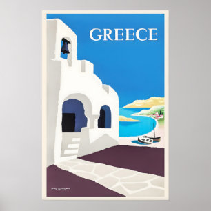 Greece Travel Poster Vintage Guy Georget Art Print