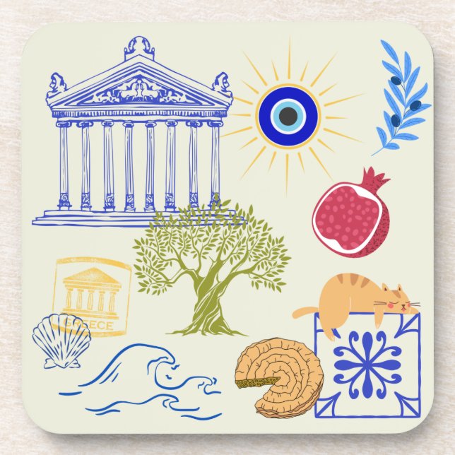 Greece Vacation Minimalism Coaster (Front)