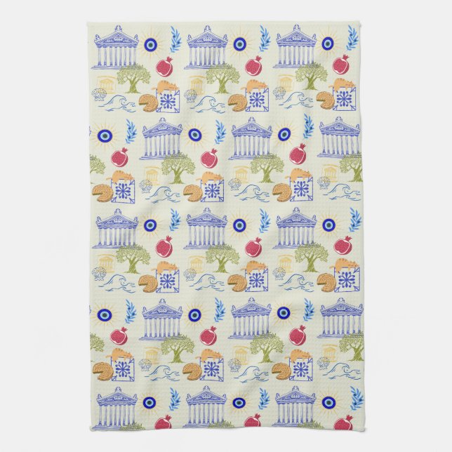  Greece Vacation Minimalism Kitchen Towel (Vertical)