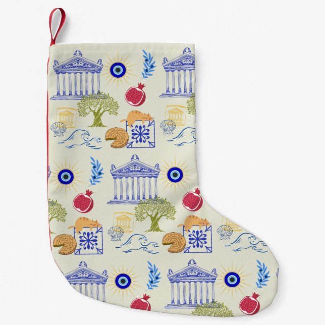 Greece Vacation Minimalism Small Christmas Stocking (Front)