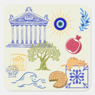 Greece Vacation Minimalism Square Sticker