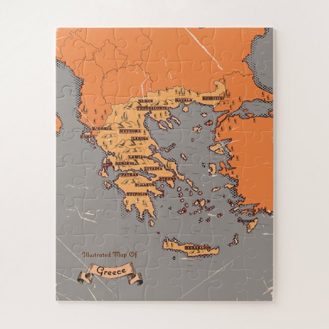 Greece Vintage Counties Map Jigsaw Puzzle (Vertical)