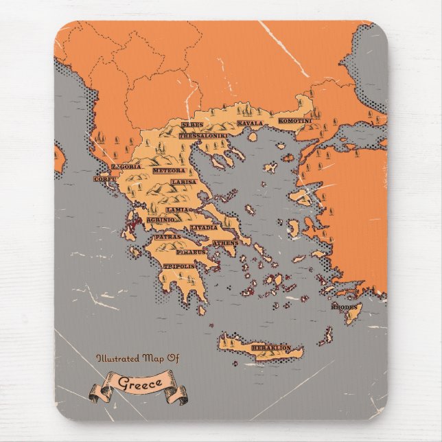 Greece Vintage Counties Map Mouse Pad (Front)