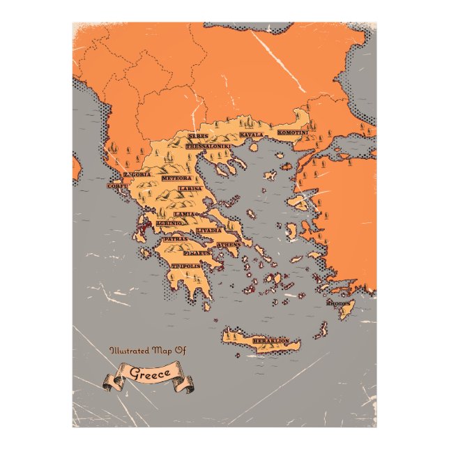 Greece Vintage Counties Map Photo Print (Front)