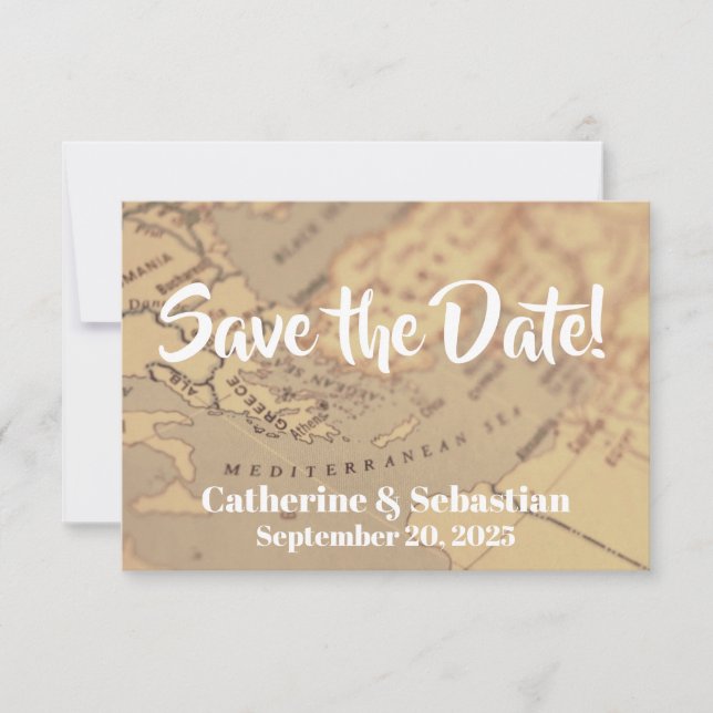 Greece Vintage Map Save The Date (Front)