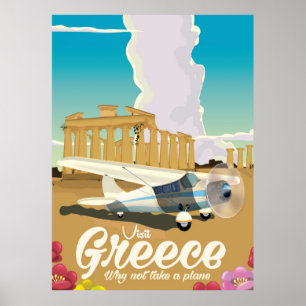 Greece vintage style cartoon travel poster
