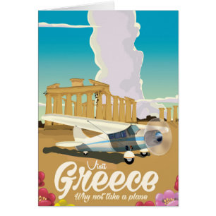 Greece vintage style cartoon travel poster