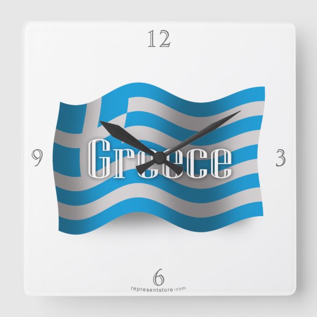 Greece Waving Flag Square Wall Clock (Front)