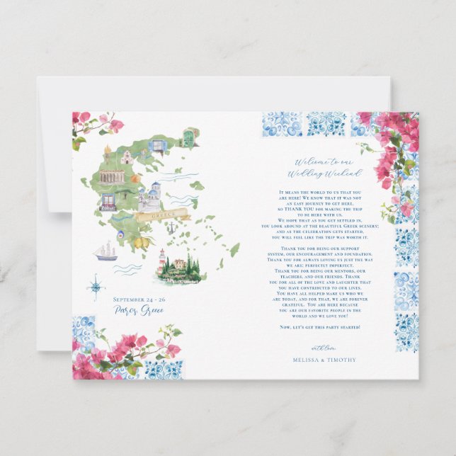 Greece Wedding Weekend Welcome Itinerary Invitation (Front)