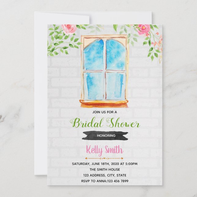 Greece window theme greek bridal shower invitation (Front)